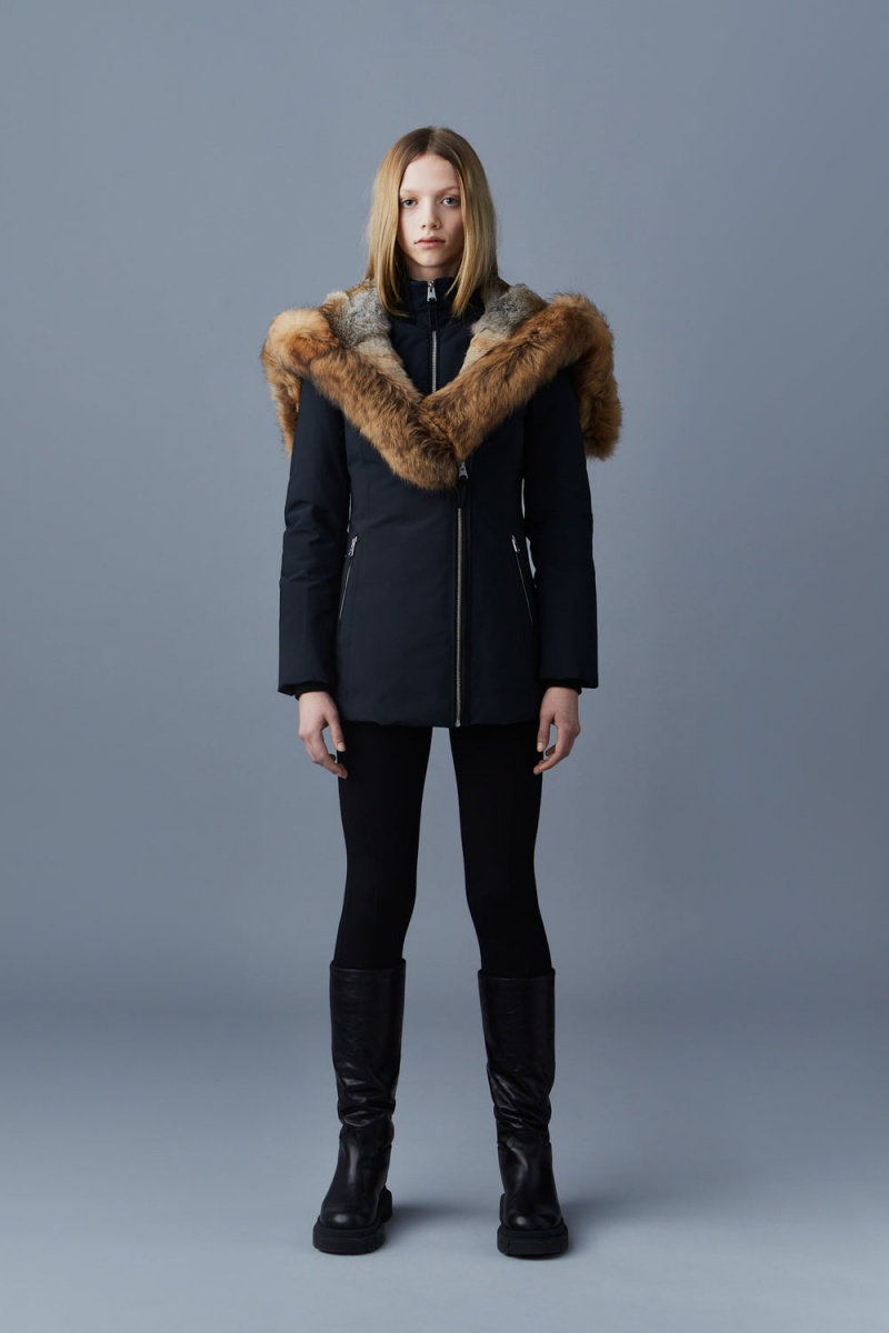 Black Mackage Akiva Toscana Fur Trimmed Hood Women's Down Coats | NTJP04395