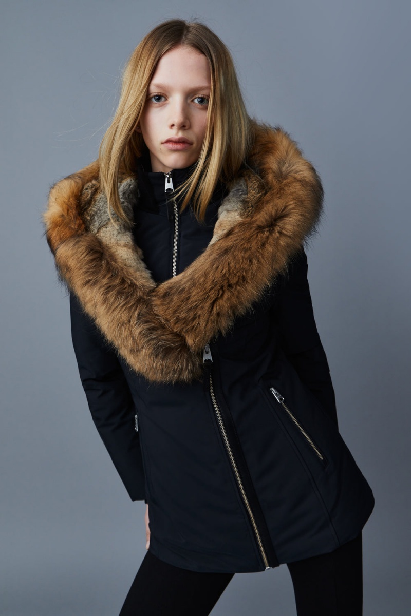 Black Mackage Akiva Toscana Fur Trimmed Hood Women's Down Coats | NTJP04395