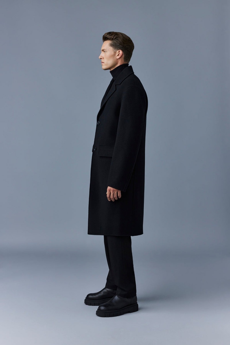 Black Mackage Benjamin Double-Face Wool Notched Lapel Men's Coats | LPWN69127