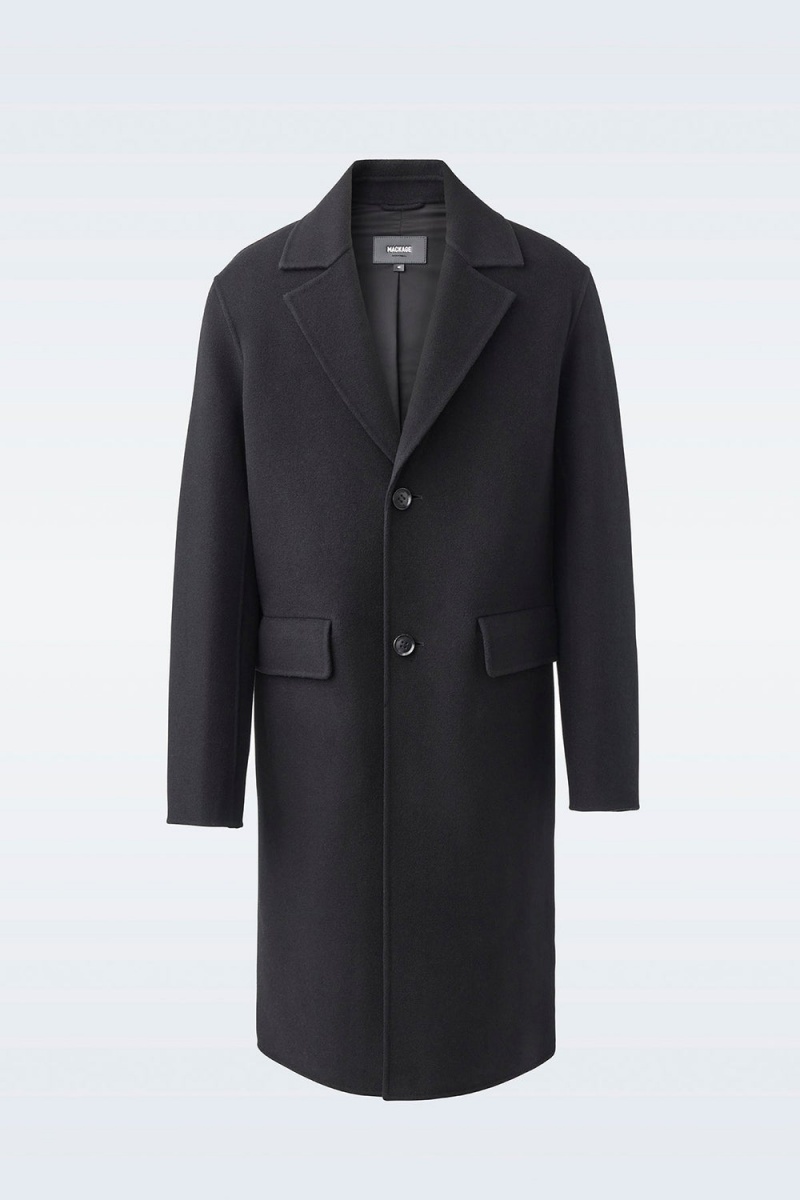 Black Mackage Benjamin Double-Face Wool Notched Lapel Men's Coats | LPWN69127