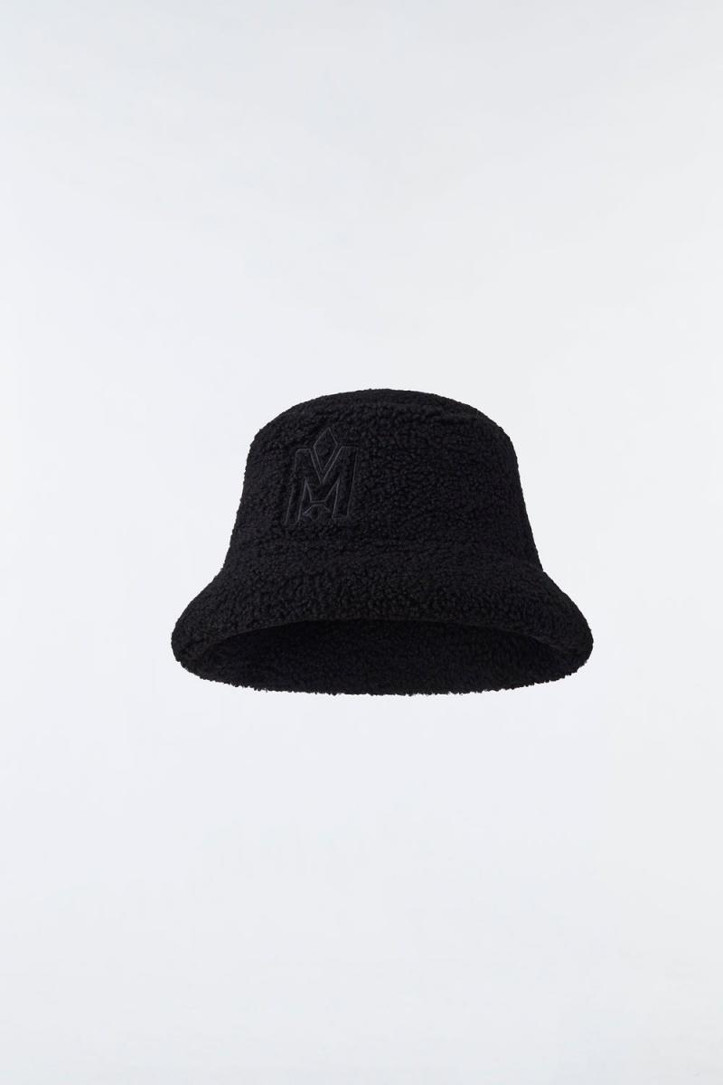 Black Mackage Bennet Teddy Down Bucket Logo Men\'s Hats | OZNX49053