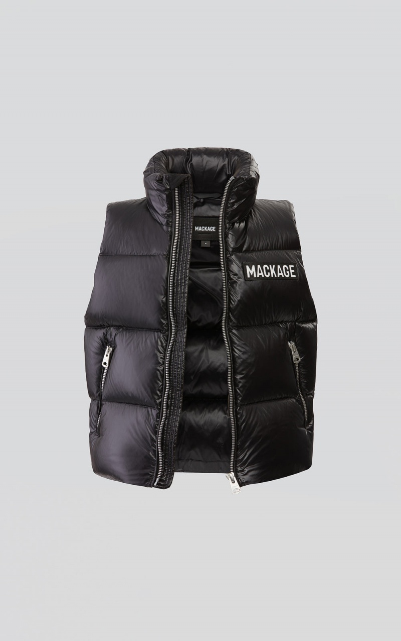 Black Mackage Charlee Lustrous Light Down Puffer Kids' Vests | VWIK27619