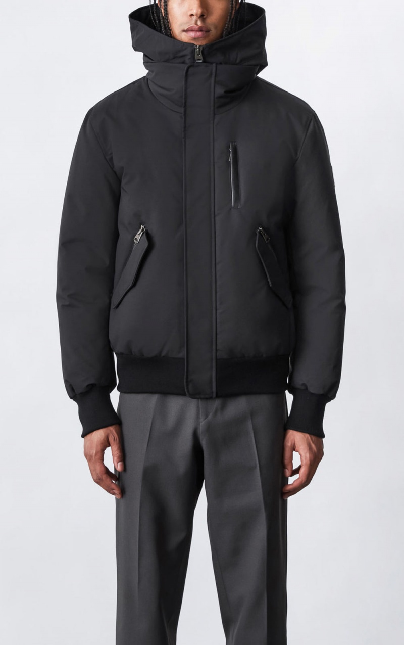 Black Mackage Dixon 2-In-1 Down Hooded Bib Men's Bomber Jackets | VBZW04728