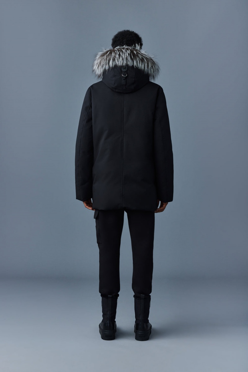 Black Mackage Edward 2-In-1 Down Hooded Bib And Silver Fox Fur Men's Parka Jackets | ZFQB41720