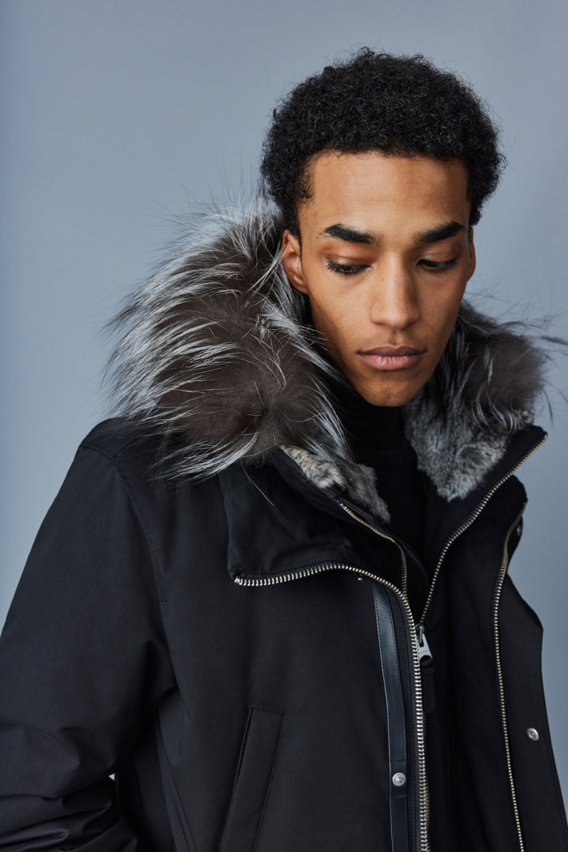 Black Mackage Edward 2-In-1 Down Hooded Bib And Silver Fox Fur Men's Parka Jackets | ZFQB41720