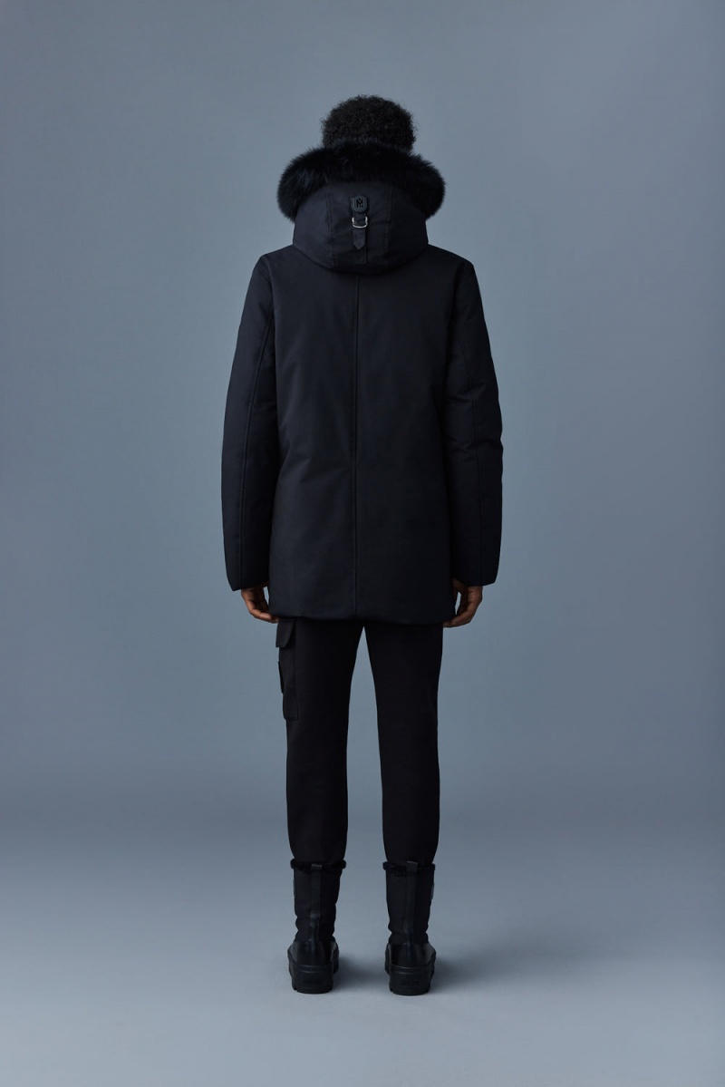 Black Mackage Edward 2-In-1 Down Hooded Bib And Blue Fox Fur Men's Parka Jackets | GVKF47813