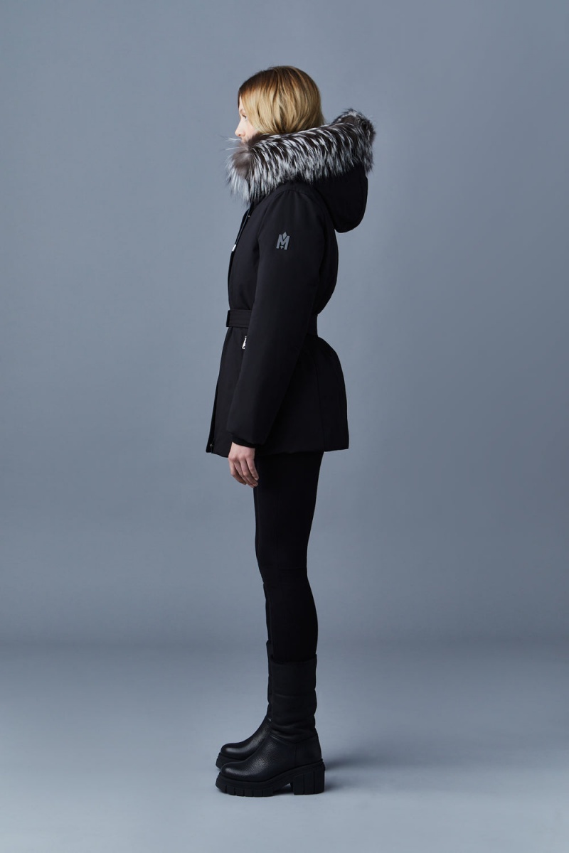 Black Mackage Jeni 2-In-1 Down Removable Bib And Silver Fox Fur Women's Parka Jackets | VQXI45823