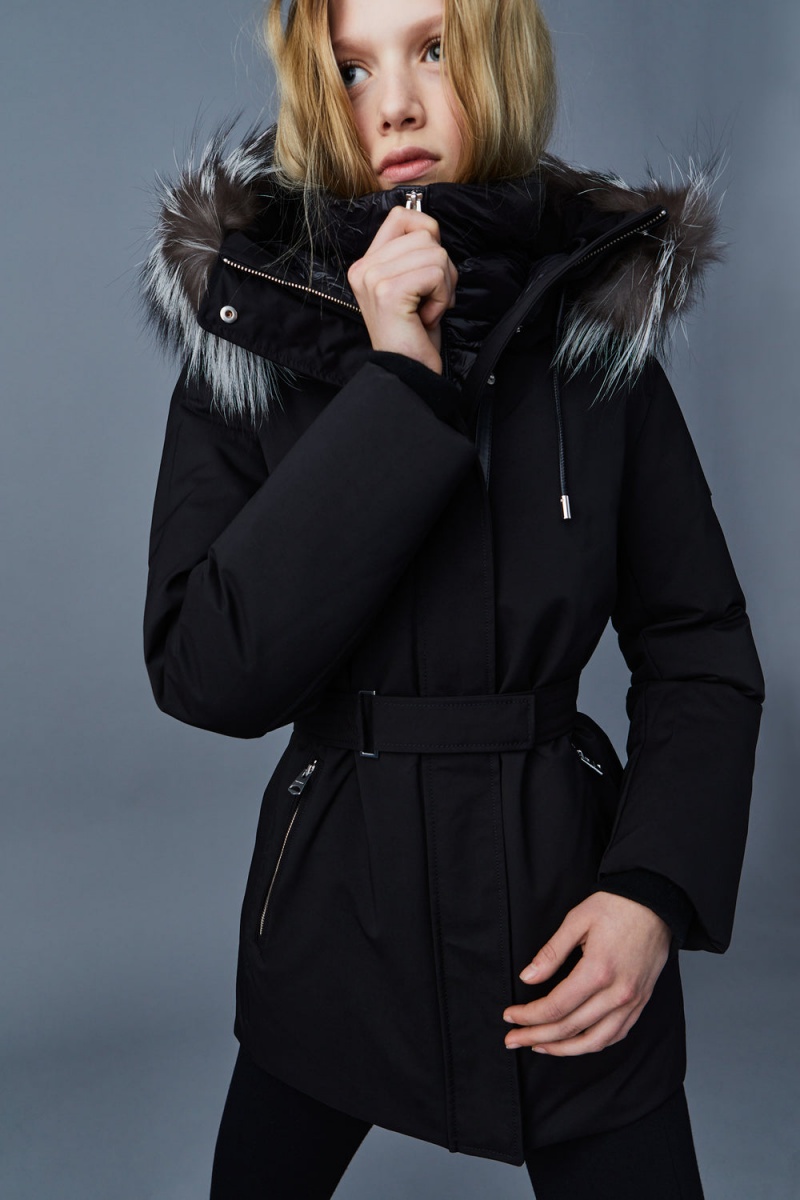 Black Mackage Jeni 2-In-1 Down Removable Bib And Silver Fox Fur Women's Parka Jackets | VQXI45823