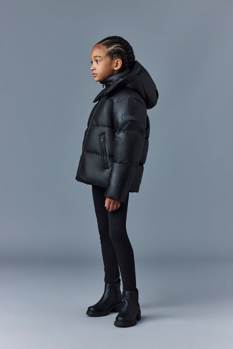 Black Mackage Jesse-Dl Leather Lightweight Kids' Down Jackets | LBXK91504