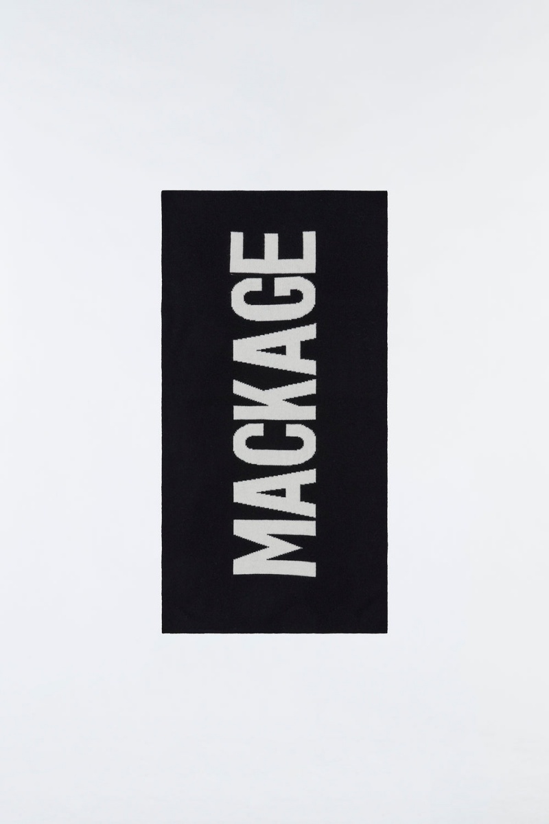 Black Mackage Juno 2-In-1 Merino Blend Logo Men's Scarves | XYBV73965