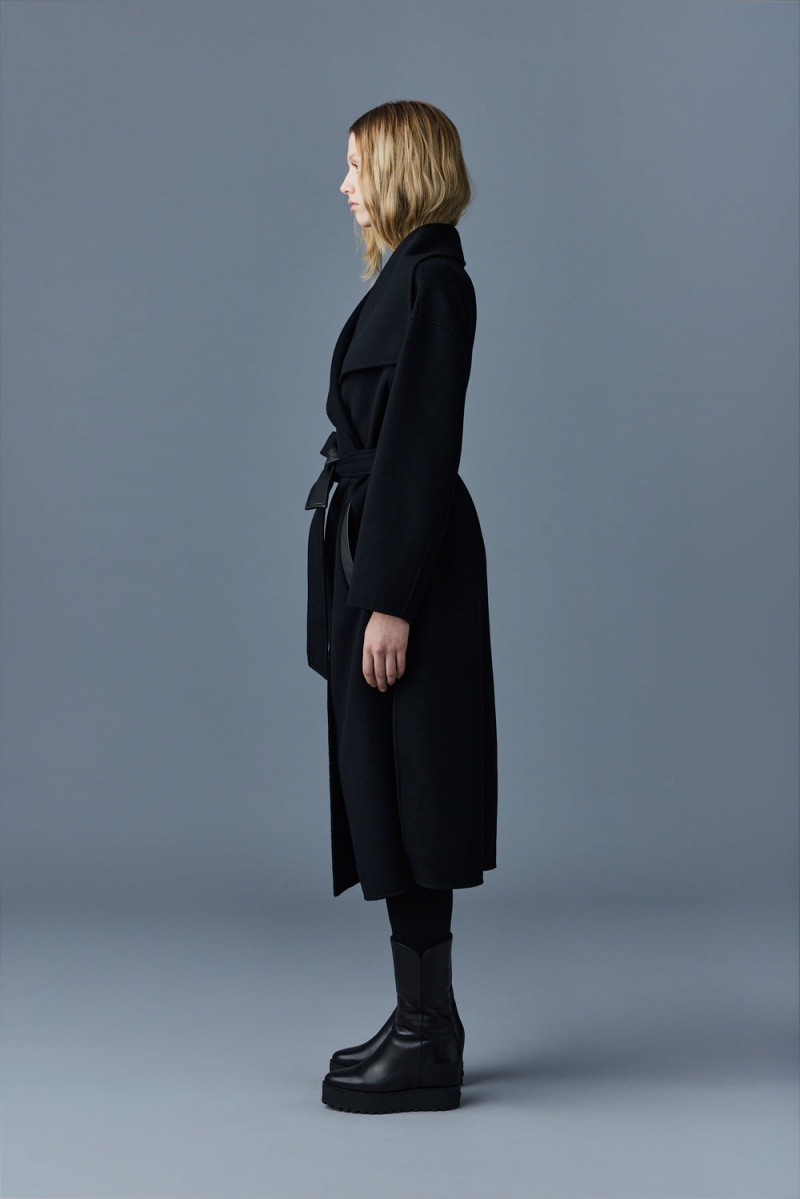 Black Mackage Kate Double-Face Wool Robe Women's Coats | EQFK84139