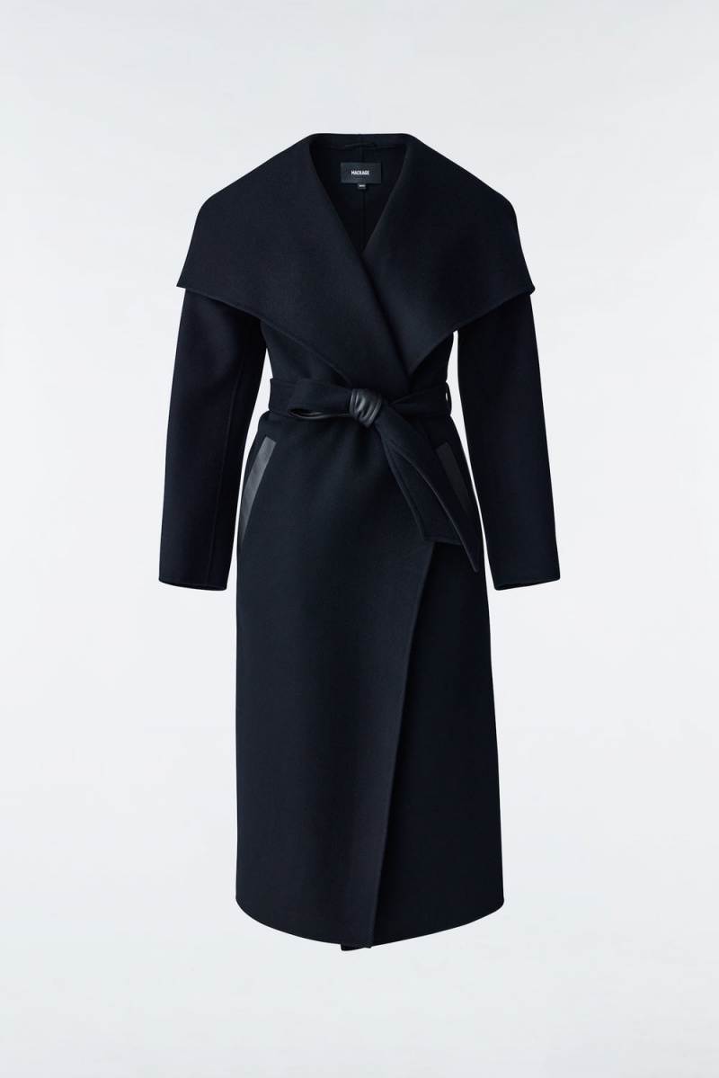 Black Mackage Kate Double-Face Wool Robe Women\'s Coats | EQFK84139