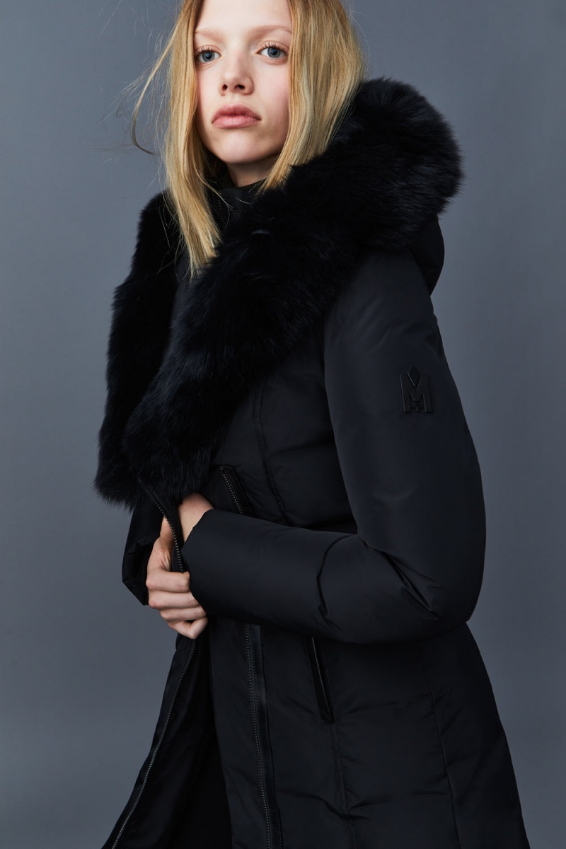 Black Mackage Kay Blue Fox Fur Signature Mackage Collar Women's Down Coats | DBHS34789