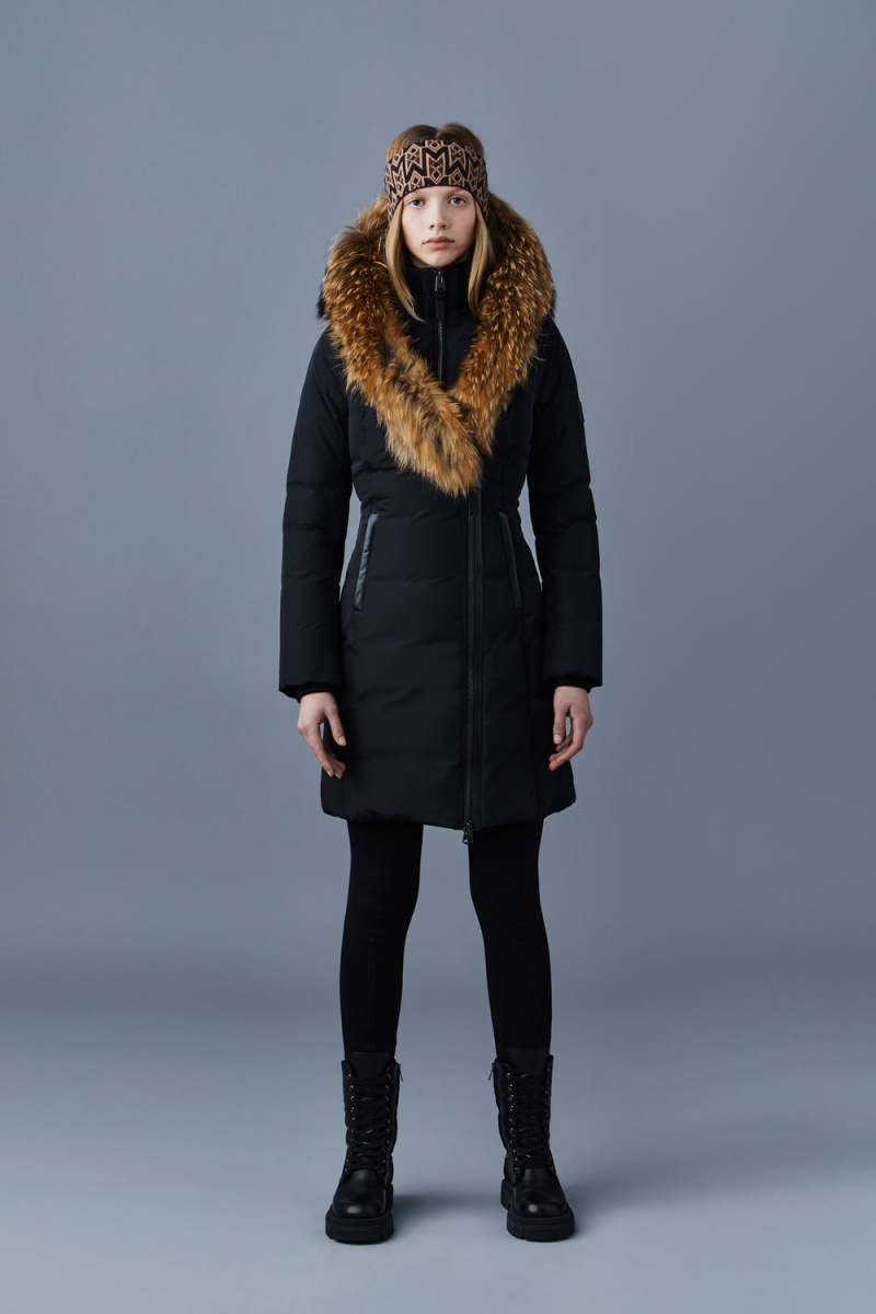 Black Mackage Kay Natural Fur Signature Mackage Collar Women's Down Coats | RMUC16597