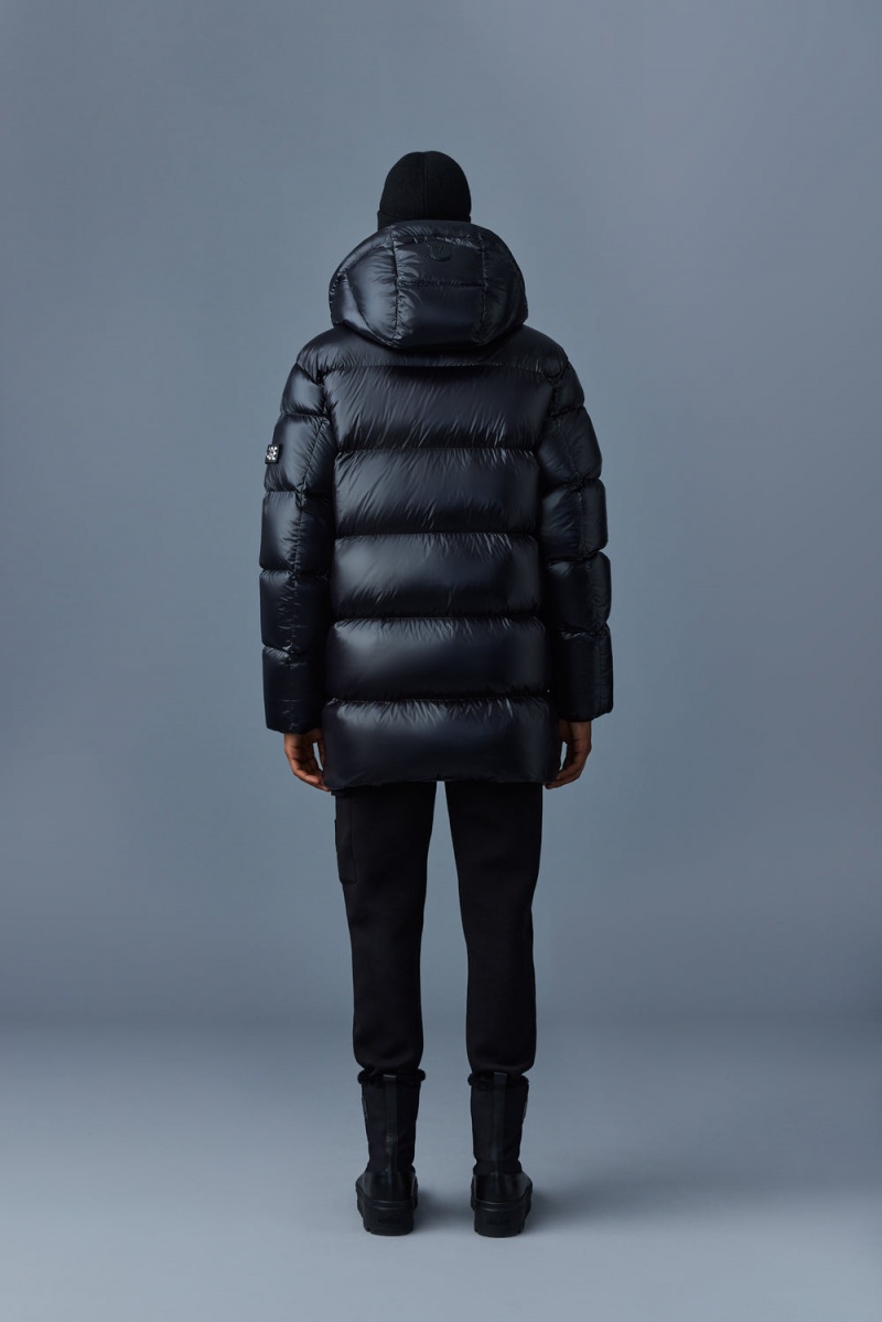 Black Mackage Kendrick Lustrous Light Down Hood Men's Parka Jackets | NUPM43601