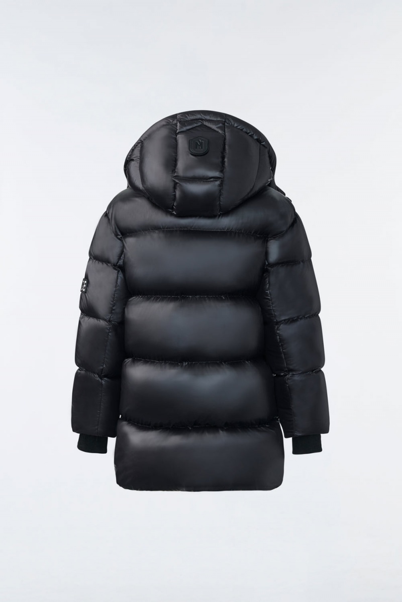 Black Mackage Kennie Lustrous Light Down Hood Kids' Parka Jackets | MLZQ51746