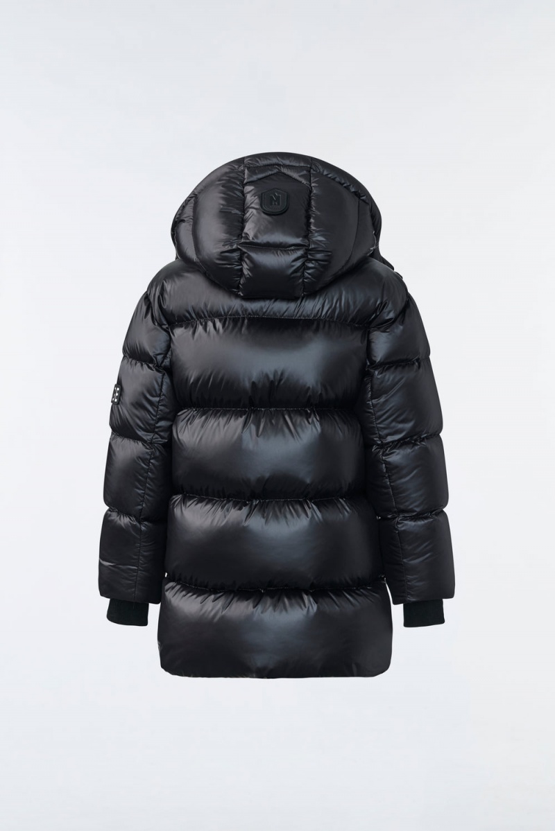 Black Mackage Kennie Lustrous Light Down Hood Kids' Parka Jackets | MLZQ51746