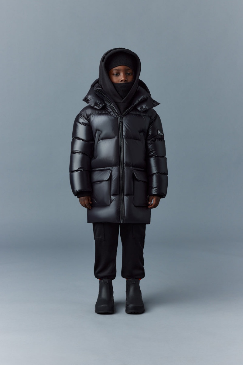 Black Mackage Kennie Lustrous Light Down Hood Kids' Parka Jackets | MLZQ51746