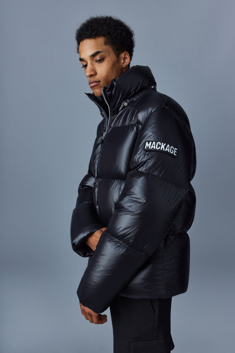 Black Mackage Kent-Z Lustrous Light Hood Men's Down Jackets | IZLF42867