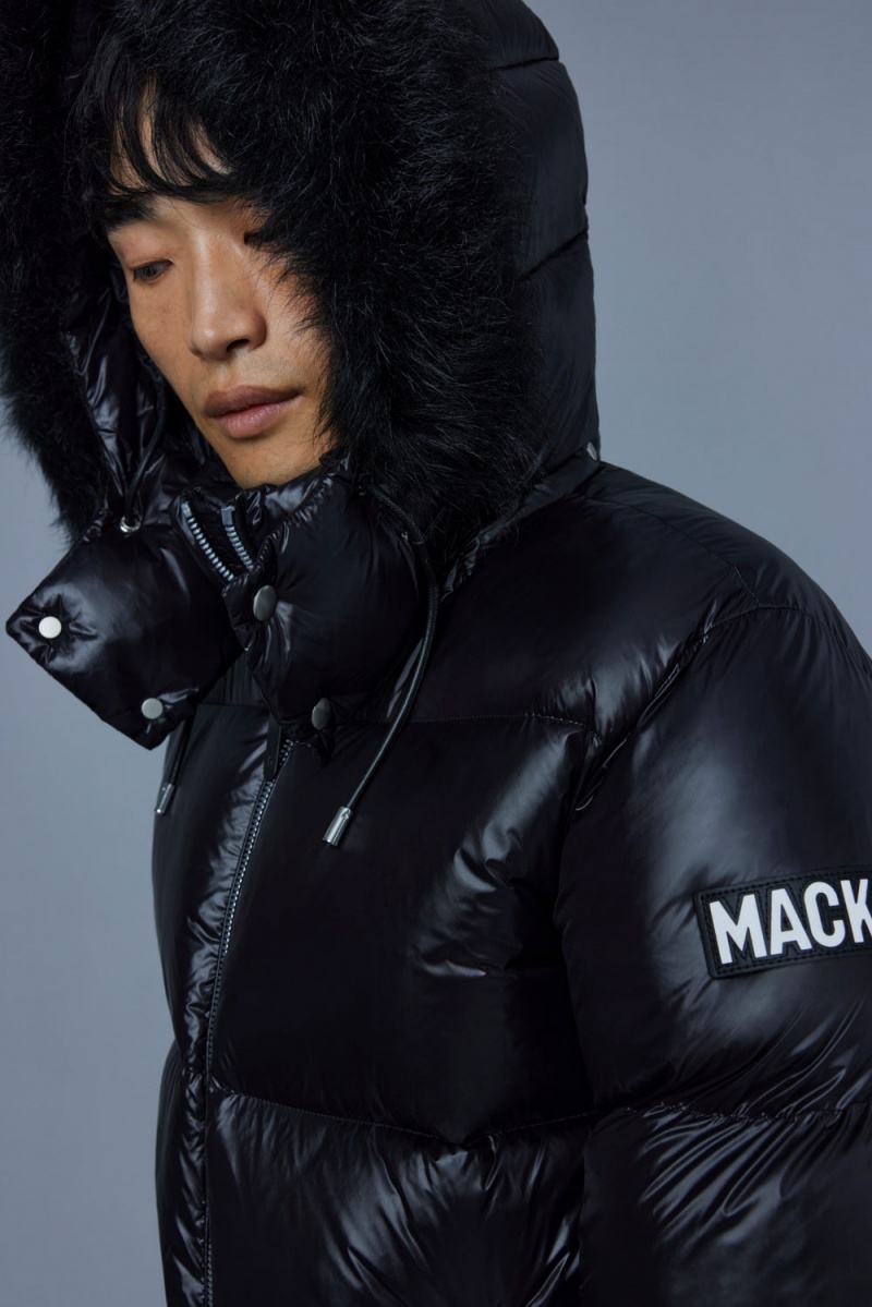 Black Mackage Kent Lustrous Light Shearling Men's Down Jackets | RCQK57231