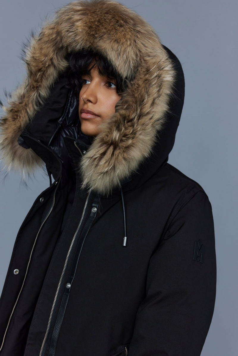 Black Mackage Kinslee 2-In-1 Oversized Down Bib And Natural Fur Women's Parka Jackets | CYOJ42018