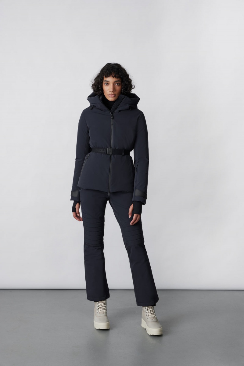 Black Mackage Krystal Agile-360 Belted Ski Hood Women's Down Jackets | ZMEU41876