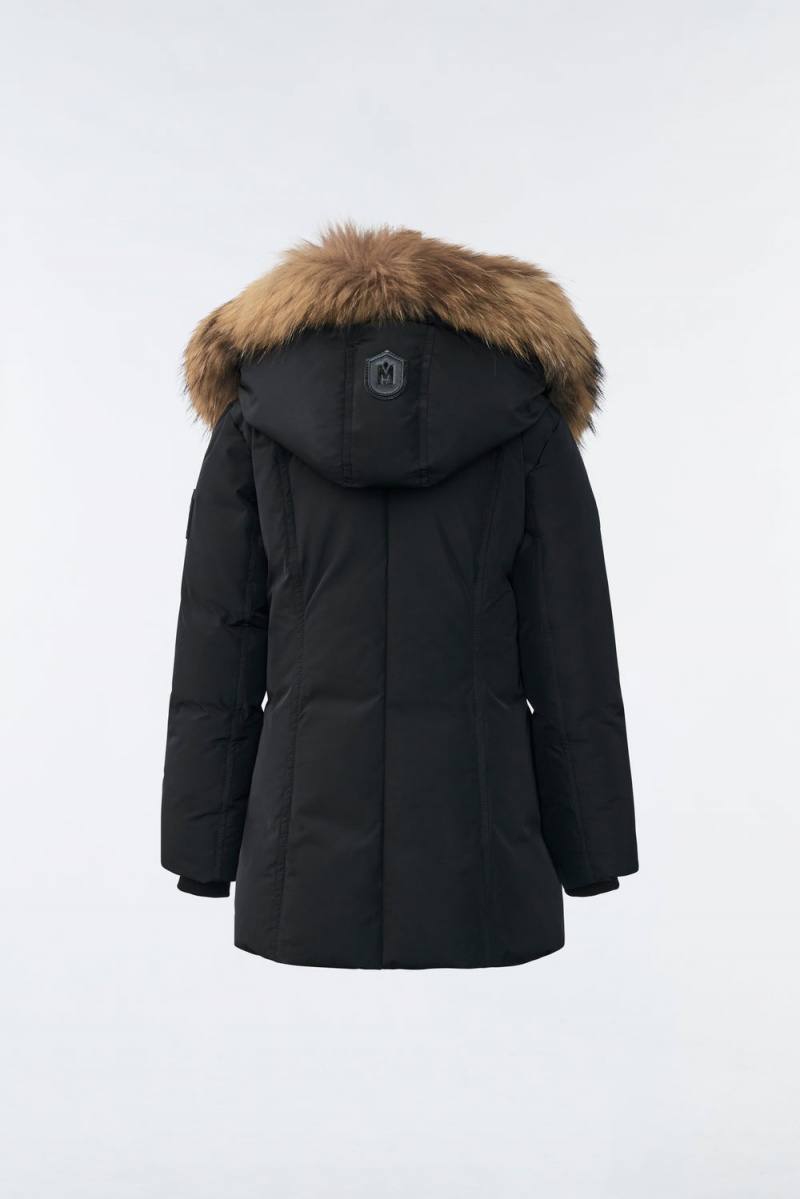 Black Mackage Leelee Removable Natural Fur Signature Mackage Collar Kids' Down Coats | WGNH63078