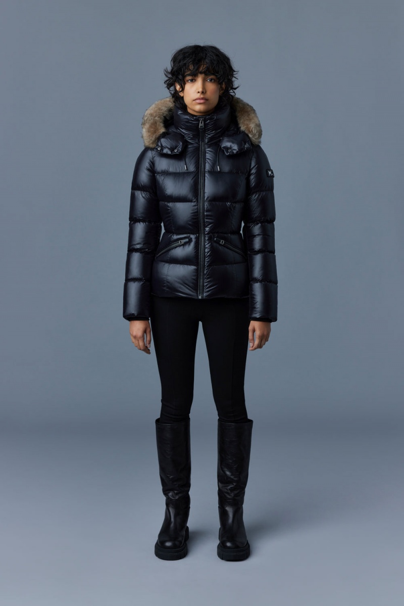 Black Mackage Madalyn Lustrous Light Shearling Women's Down Jackets | FHKD04523