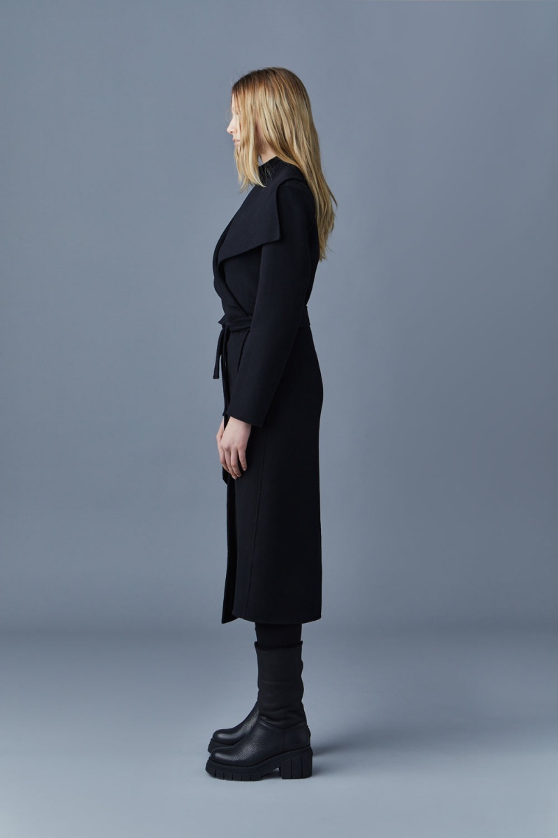 Black Mackage Mai-Cn Double-Face Wool Wrap Women's Coats | XLPF49631