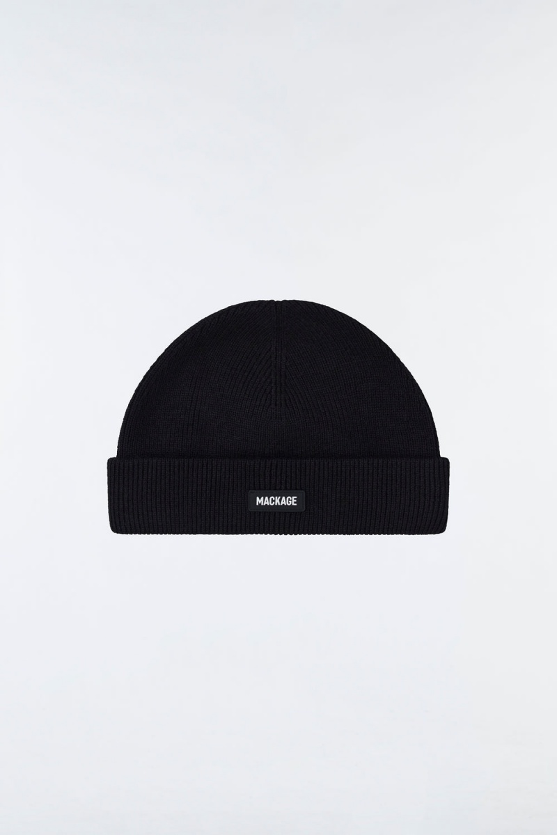 Black Mackage Mason Double-Face Merino Toque Men's Beanie | VADB48935