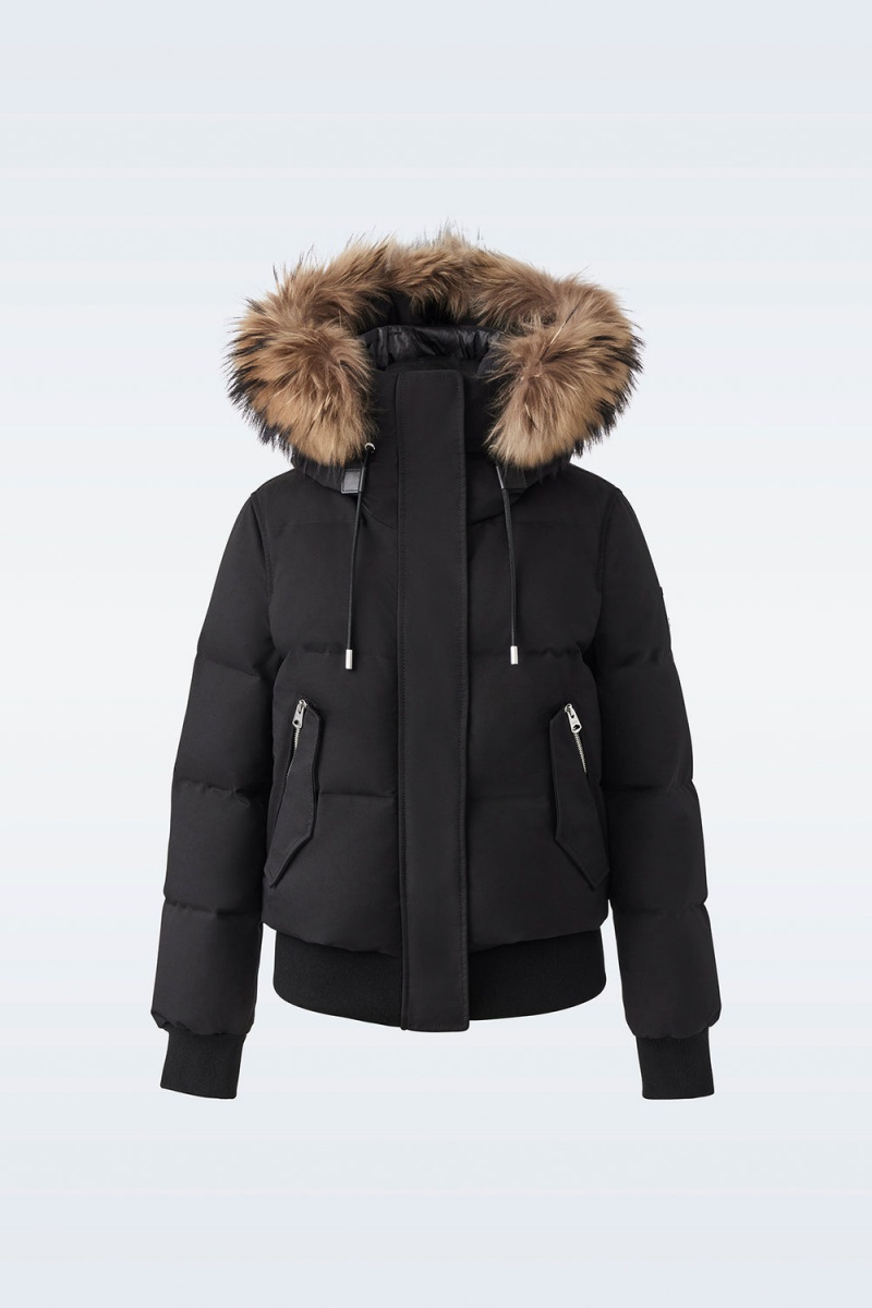 Black Mackage Nefi-F Removable Fur Trimmed Hood Women's Down Jackets | PWTA71629