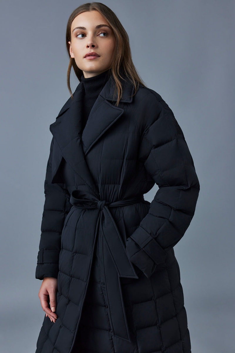 Black Mackage Penelope Down Women's Trench Coats | MVQJ64379