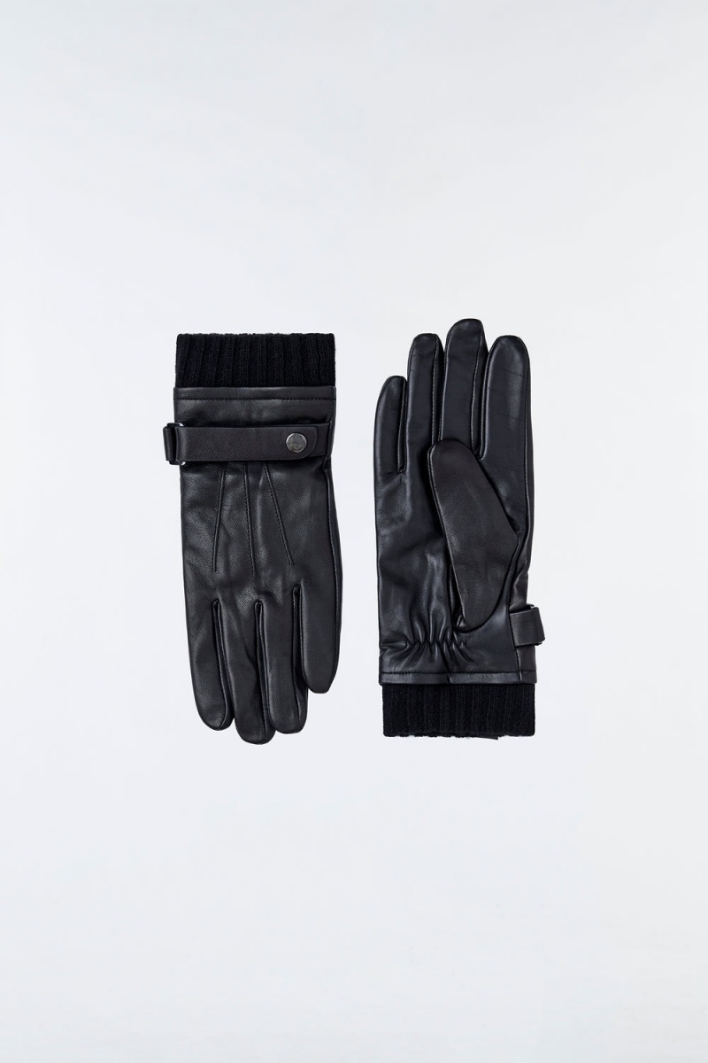 Black Mackage Reeve (R)Leather Driving Knit Cuff Men's Gloves | VNJR18532