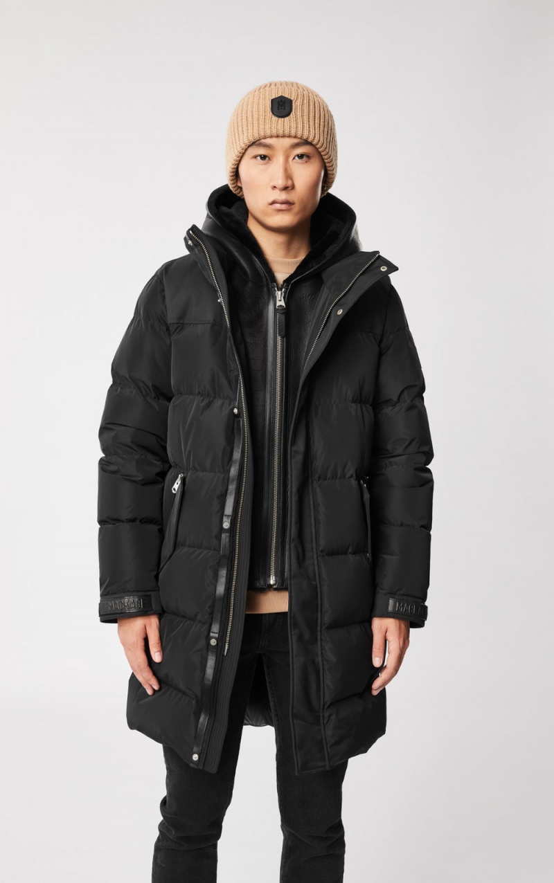 Black Mackage Reynold Removable Shearling Bib And Hood Men's Down Coats | LRDA09728