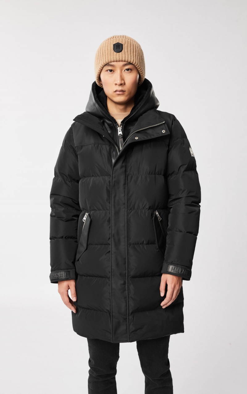 Black Mackage Reynold Removable Shearling Bib And Hood Men's Down Coats | LRDA09728