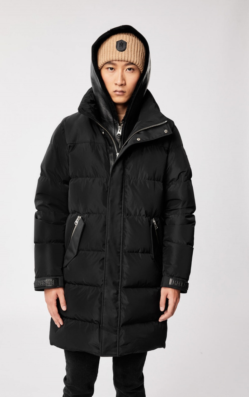 Black Mackage Reynold Removable Shearling Bib And Hood Men's Down Coats | LRDA09728