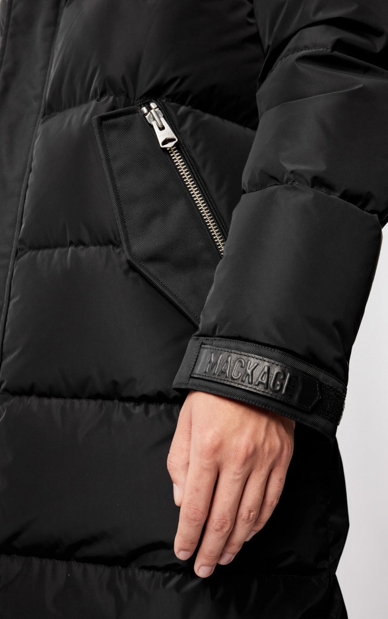 Black Mackage Reynold Removable Shearling Bib And Hood Men's Down Coats | LRDA09728