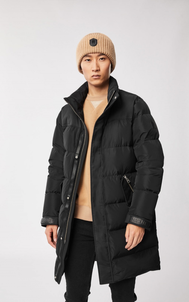 Black Mackage Reynold Removable Shearling Bib And Hood Men's Down Coats | LRDA09728