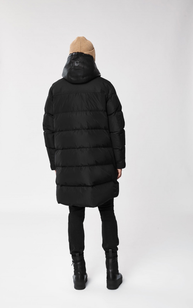 Black Mackage Reynold Removable Shearling Bib And Hood Men's Down Coats | LRDA09728