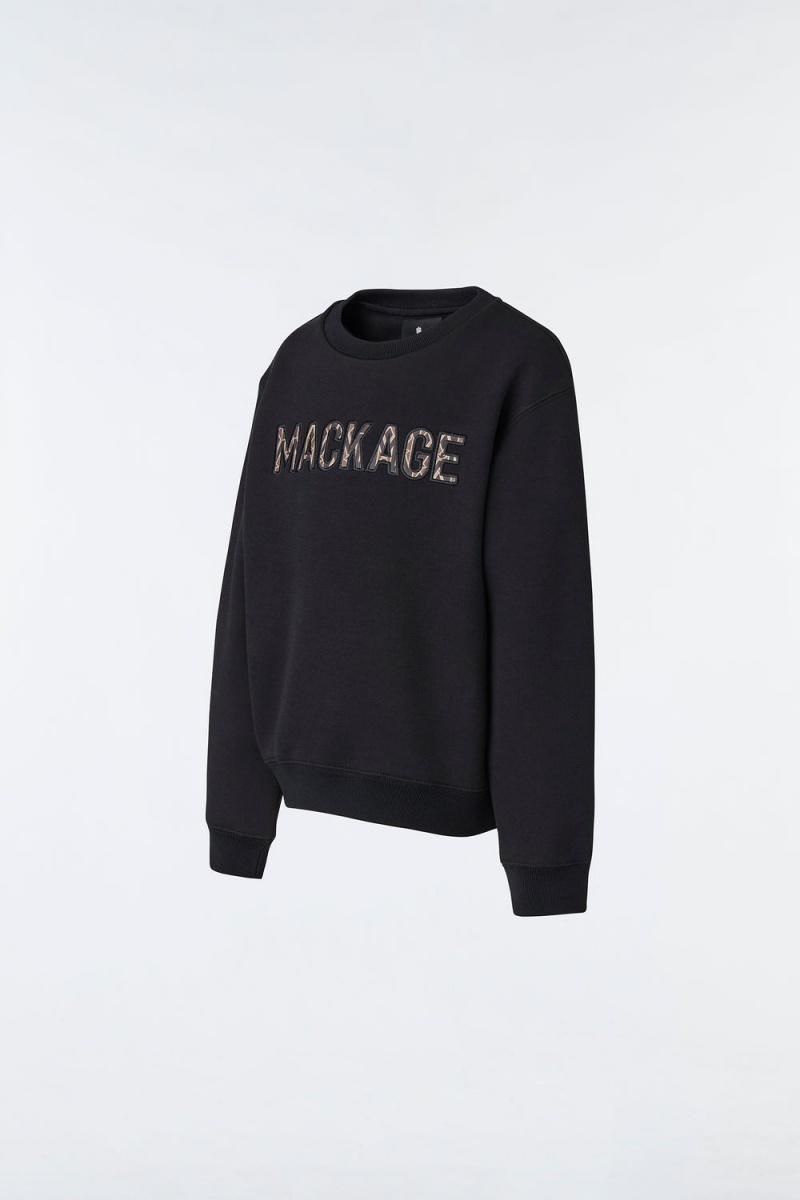 Black Mackage Rio Double-Face Jersey Wordmark Kids' Sweatshirts | UMSK65207