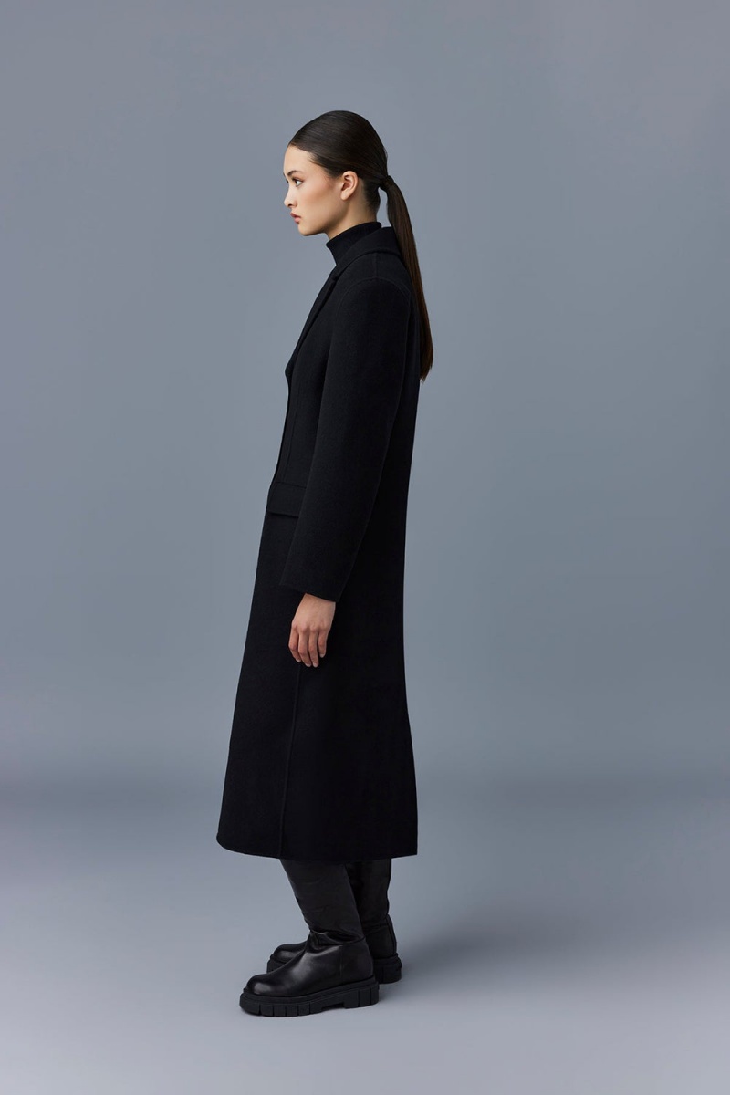 Black Mackage Ruth Double-Face Wool Long Women's Coats | WSEA75069