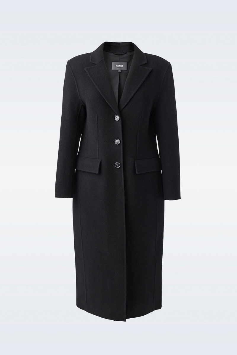 Black Mackage Ruth Double-Face Wool Long Women's Coats | WSEA75069