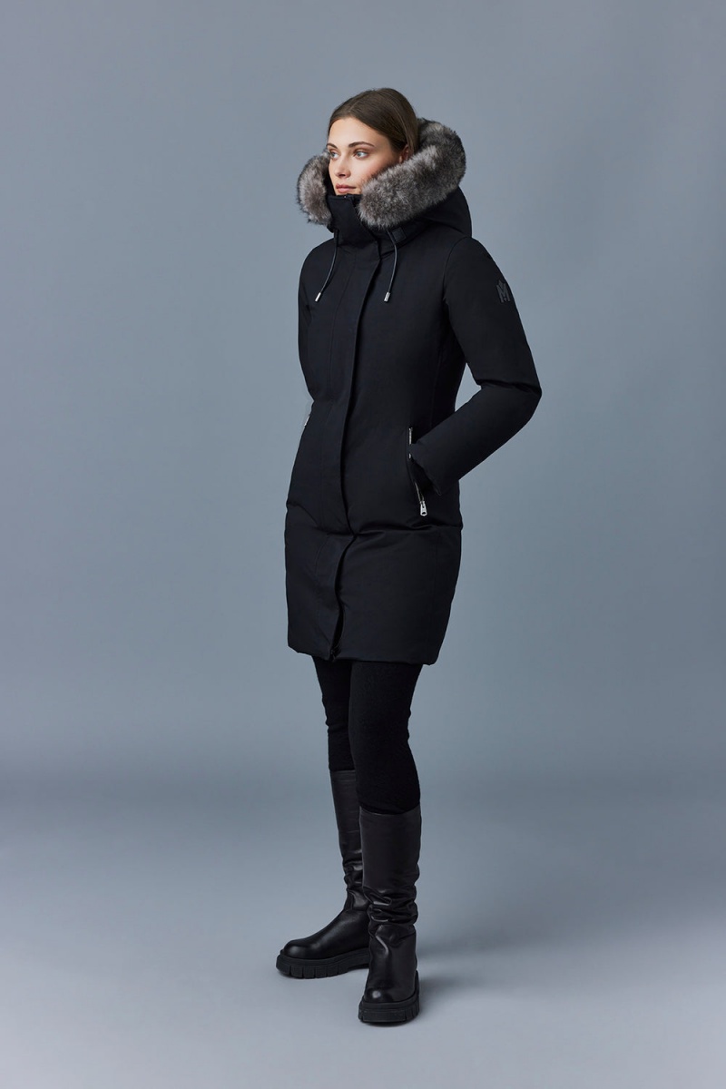 Black Mackage Shiloh 2-In-1 Fitted Removable Bib And Sheepskin Women's Down Coats | MJAG47162