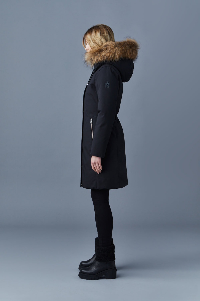 Black Mackage Shiloh 2-In-1 Fitted Removable Bib And Natural Fur Women's Down Coats | UVJL97203