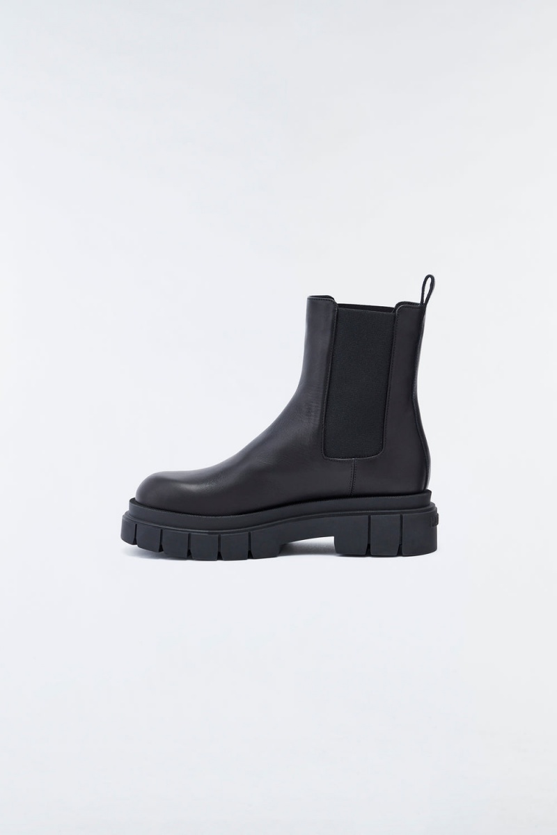 Black Mackage Storm Unlined Lug Sole (R) Leather Women's Chelsea Boots | MWSQ35749