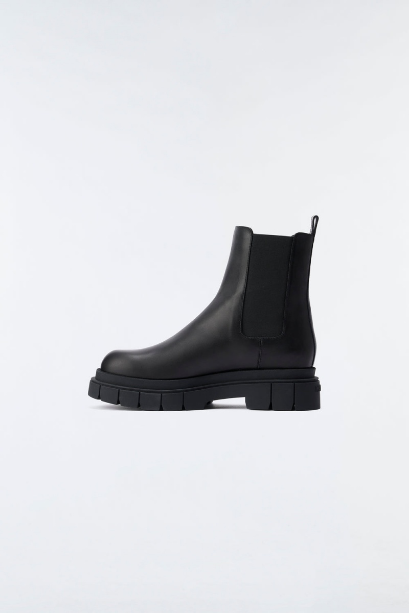 Black Mackage Storm Unlined Lug Sole (R) Leather Men's Chelsea Boots | MHPV71054