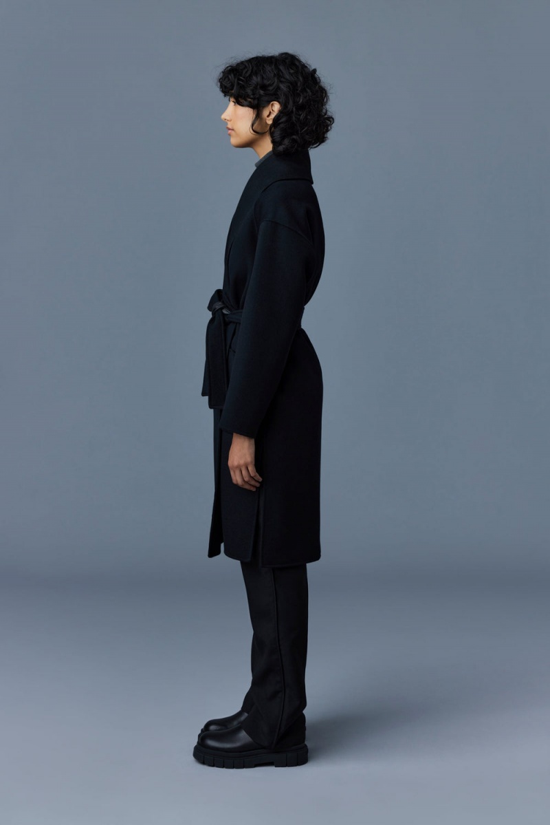 Black Mackage Thalia Double-Face Wool Robe Women's Coats | OHRV49201