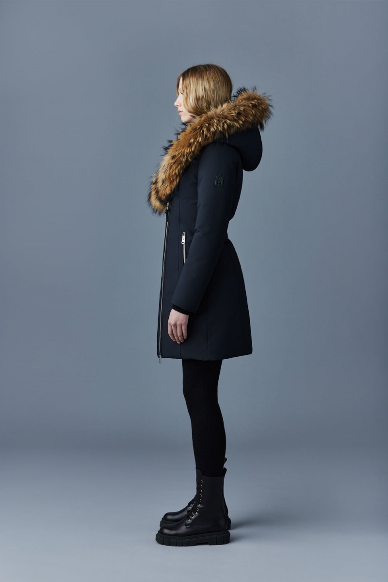 Black Mackage Trish Powder Touch Natural Fur Signature Mackage Collar Women's Down Coats | YBTW17593