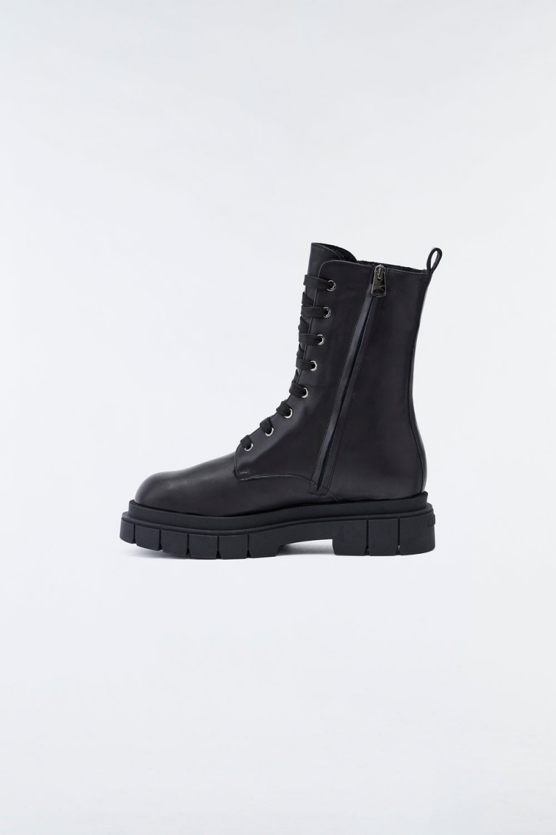 Black Mackage Warrior Shearling-Lined (R) Leather Men's Combat Boots | IAKR45701