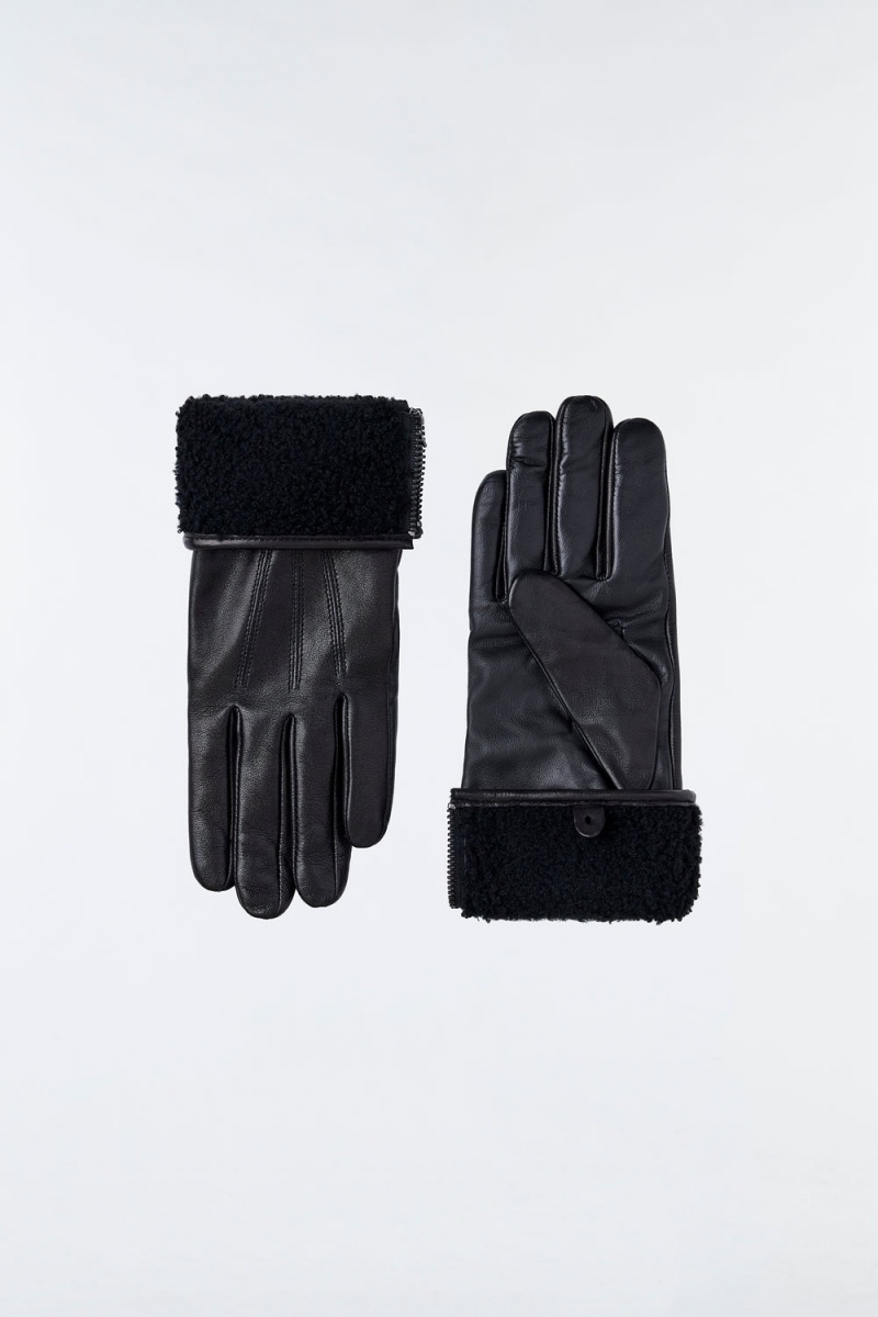 Black Mackage Willis (R)Leather Shearling Cuff Women's Gloves | DHXR37126